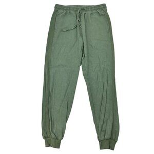 Lana Roux Women’s Linen Blend Jogger Pants Drawstring Green Size Small Pockets